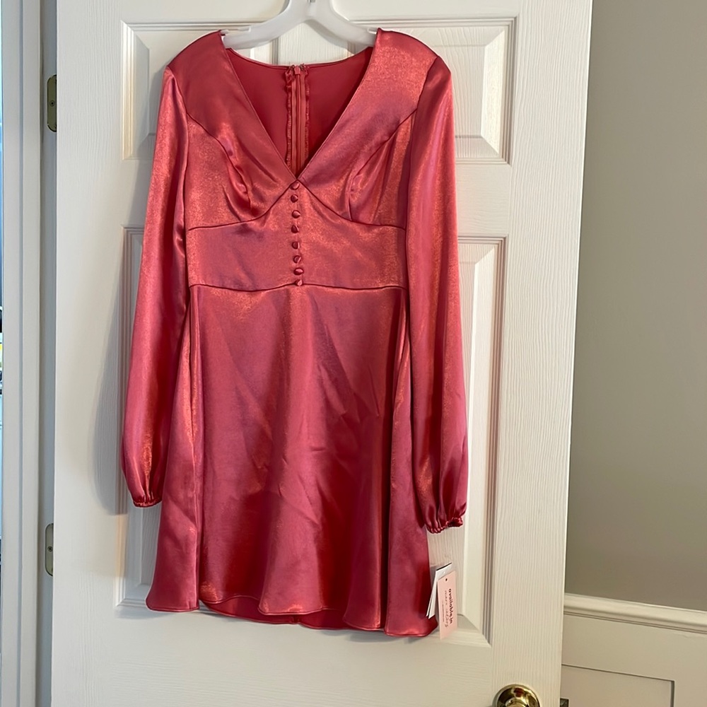 NWT David’s Bridal long sleeve satin dress Santa Fe size 8
